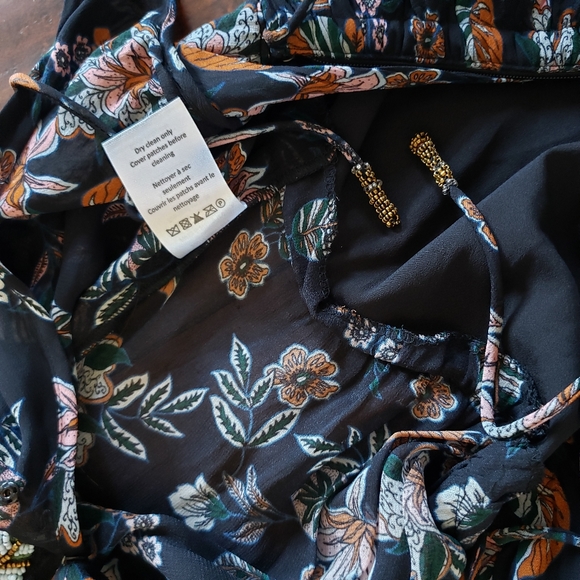 Veronica Beard Shaia Embellished Ruched Ruffle Sleeve Dress in Black Multi Sz 6 - Picture 13 of 13